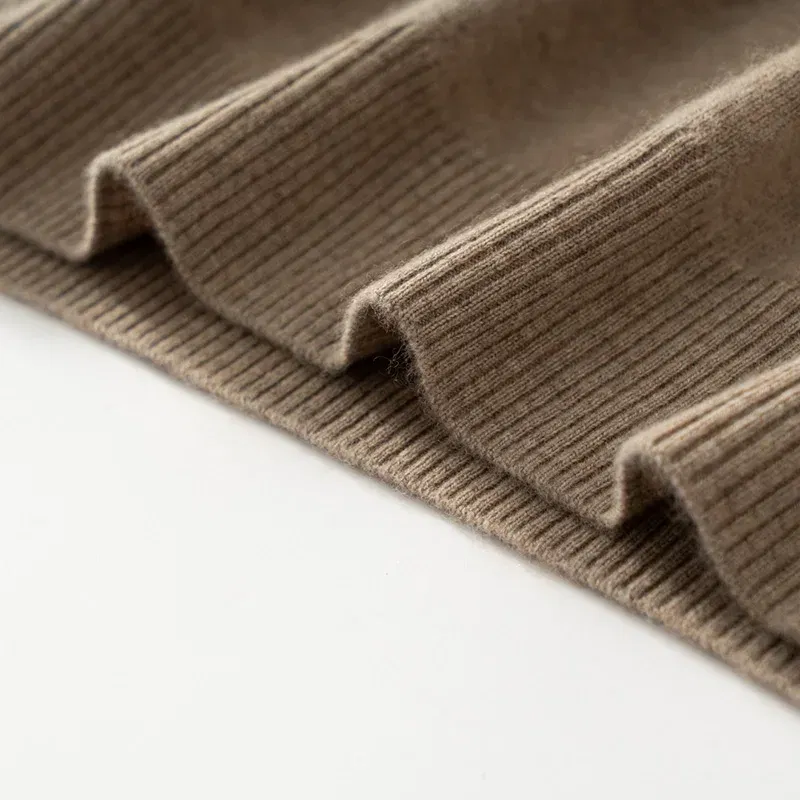 Color: Khaki, Size: M - High Quality Men's 100% Cashmere POLO Collar Pullover Soft Elastic Autumn Winter Business Casual Solid Color Knitted Sweater