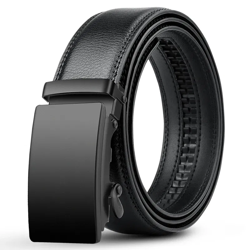 Color: Brown, Belt Length: 125cm - Famous Brand Business Belt Men Top Quality PU Luxury Leather Waist Strap Black Male Automatic Buckle Jeans Belts for Men