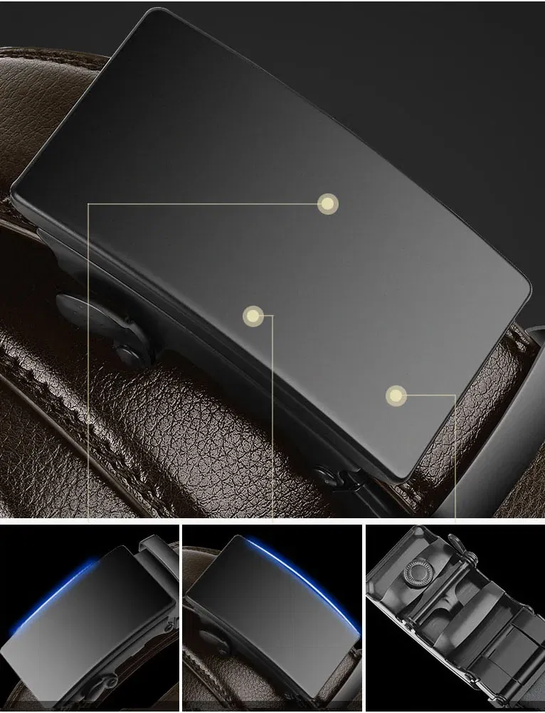 Color: Brown, Belt Length: 125cm - Famous Brand Business Belt Men Top Quality PU Luxury Leather Waist Strap Black Male Automatic Buckle Jeans Belts for Men