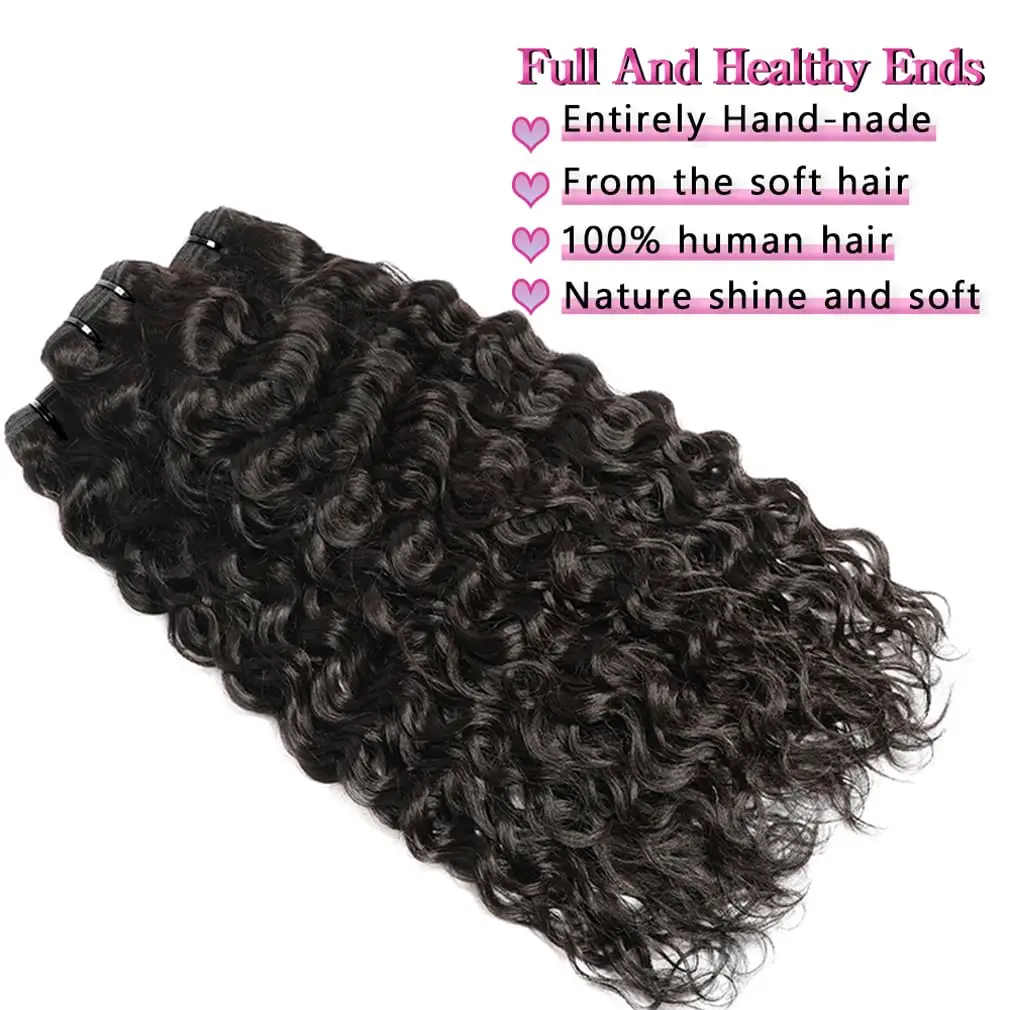Color: #1, Material Grade: Remy Hair, Longest Hair Proportion: 25%-30%, Ships From: CHINA, Stretched Length: 24 24 26 - Water Wave Bundles 10A Peruvian 100% Human Hair Bundles 1 3 4 Bundles Deal Wet And Wavy Curly Hair Extensions