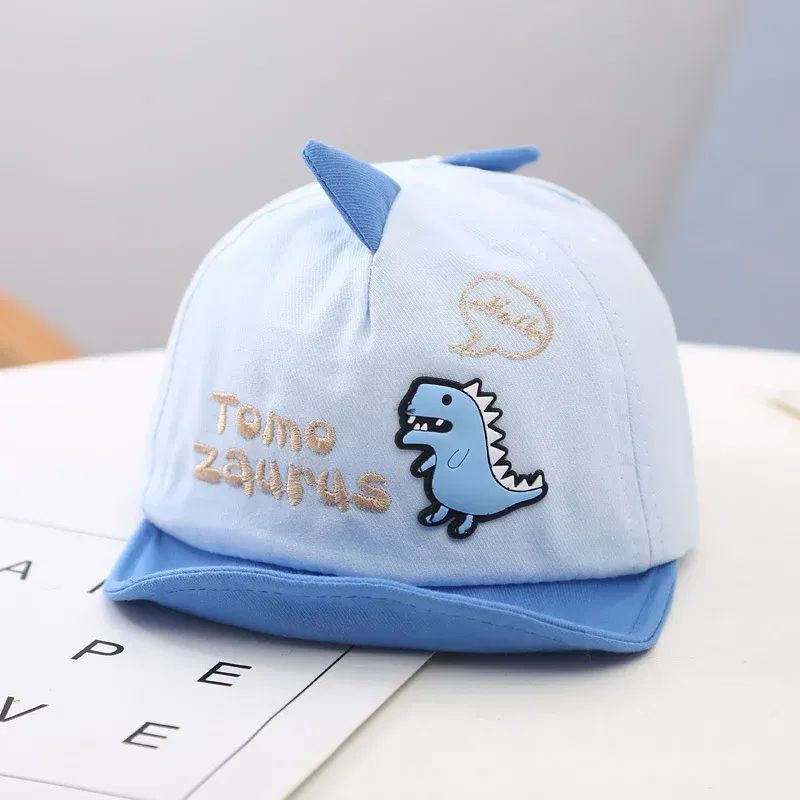 4 Colors Spring Cute Cartoon Dinosaur Baseball Cap for Kids Soft Brim Baby Hat for Boys Girls Adjustable Peaked Caps 6-24M