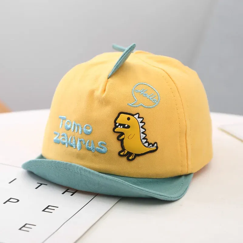 4 Colors Spring Cute Cartoon Dinosaur Baseball Cap for Kids Soft Brim Baby Hat for Boys Girls Adjustable Peaked Caps 6-24M