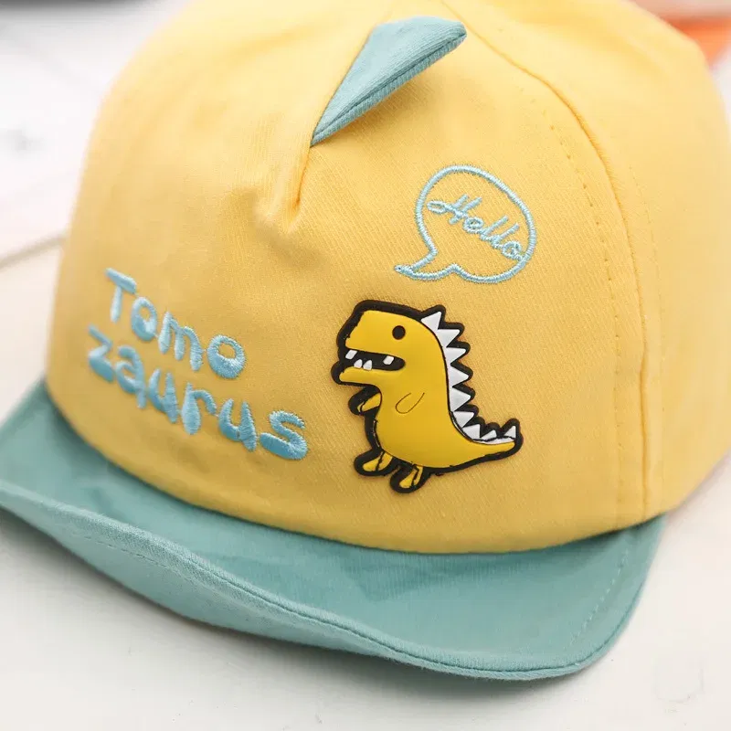 4 Colors Spring Cute Cartoon Dinosaur Baseball Cap for Kids Soft Brim Baby Hat for Boys Girls Adjustable Peaked Caps 6-24M