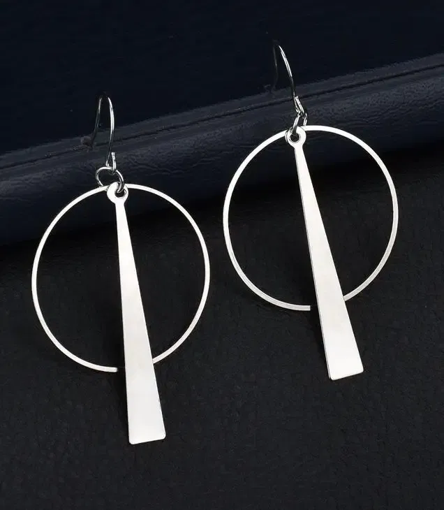 Metal Color: Platinum Plated - Fashion Exaggerated Pendant Size Round Circle Earrings Female Temperament Personality Color Matching Bump Earrings Ear Jewelry