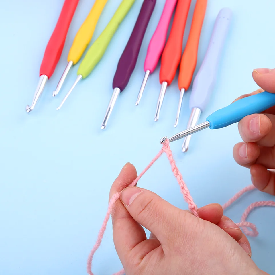 Color: light green - KRABALL Crochet Knitting Hooks Set Needle DIY Handmade Sewing Knit Tool Accessories Set for Sweater DIY Craft Scarf Weaving