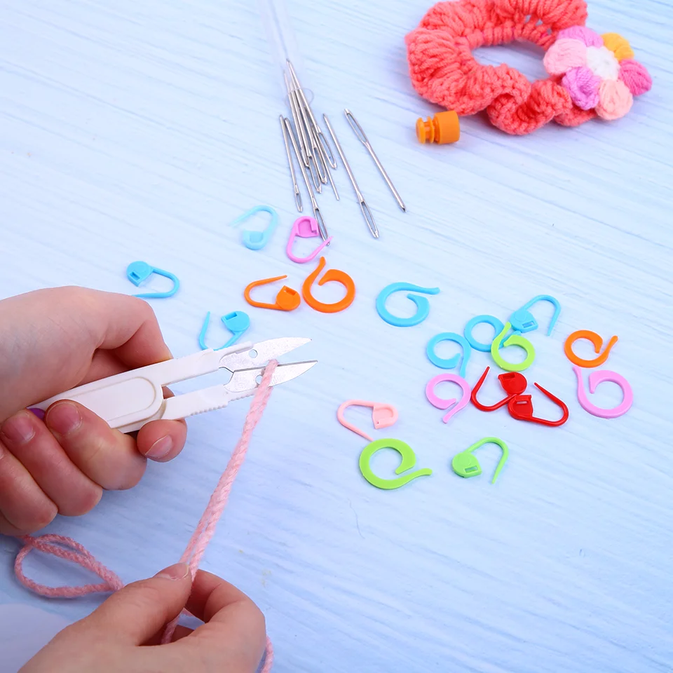 Color: light green - KRABALL Crochet Knitting Hooks Set Needle DIY Handmade Sewing Knit Tool Accessories Set for Sweater DIY Craft Scarf Weaving