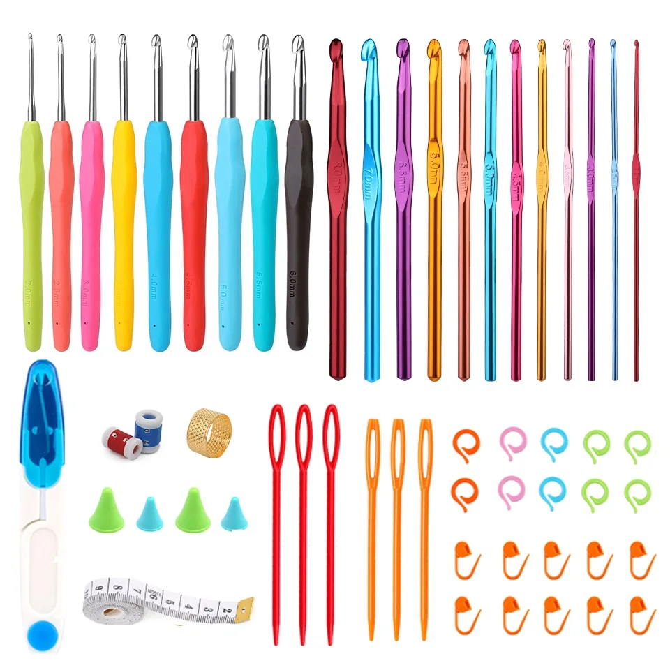 Color: light green - KRABALL Crochet Knitting Hooks Set Needle DIY Handmade Sewing Knit Tool Accessories Set for Sweater DIY Craft Scarf Weaving