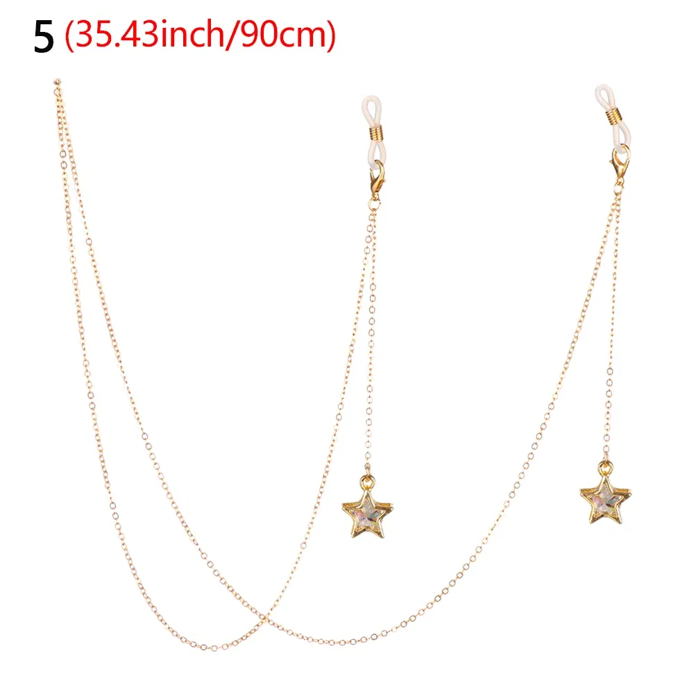 Color: Pink - New Fashion Women Eyeglass Chain Hollow Star Pearl Beaded Sunglasses Reading Glasses Lanyard Eyewear Holder Neck Strap Rope