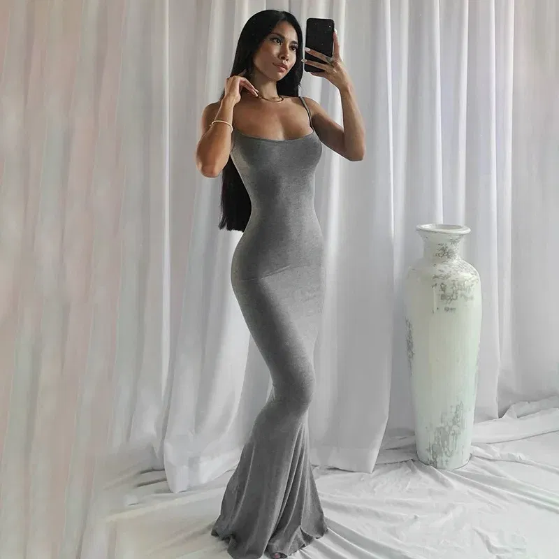 Color: black, Size: M - Satin Slip Sleeveless Backless Maxi Dress Women 2023 Y2K Summer Bodycon Elegant Sexy Outfits Ladies Birthday Party Club Sundress