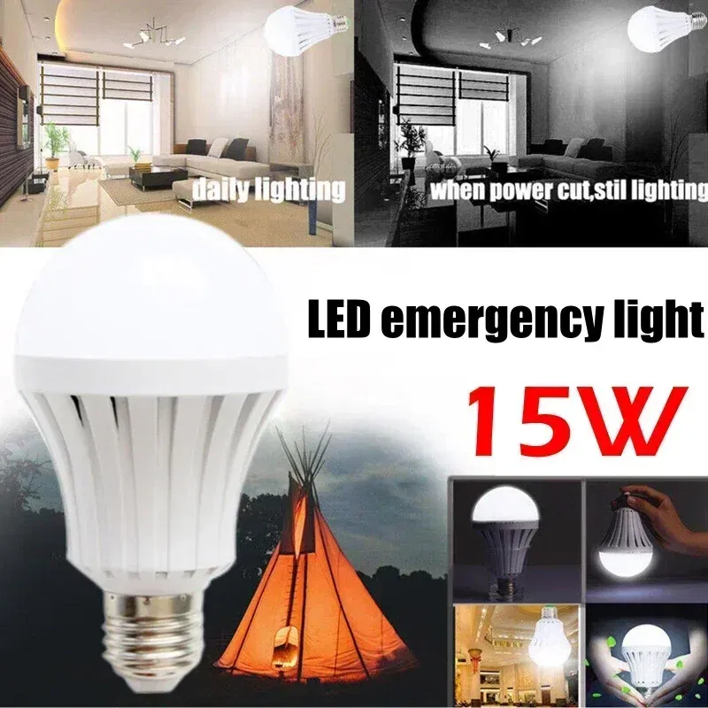 Wattage: 3W, Ships From: CHINA - E27 Energy Saving Intelligent Emergency Rechargeable Lamp Household LED Bulb 15W LED Emergency Light Led Bulb Lighting Lamp