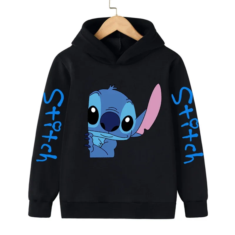 Color: SKY BLUE, Size: 40cm - New in Cool Stitch Hoodie Children Cartoon Clothes Kid Girl Boy Lilo and Stitch Sweatshirt Manga Hoody Baby Casual Top
