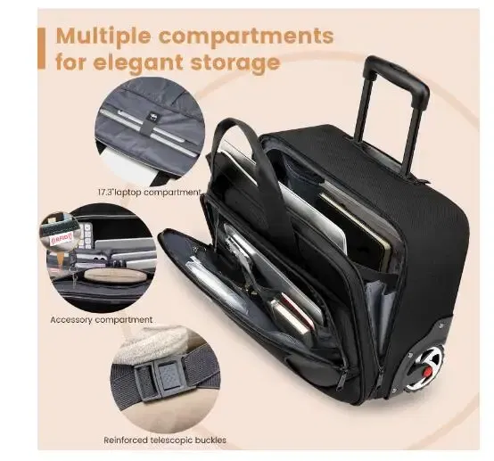Color: Beige - Men Travel Luggage Bag Men Business Trolley Bag Wheeled bag Oxford Suitcase Travel Rolling Bags On Wheels Carry On Luggage Bag