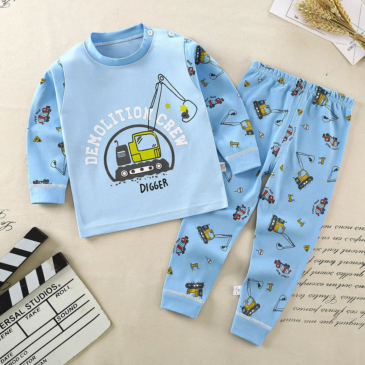 Color: Ivory, Kid Size: 2T - Children Kids Clothes Sets Boys Girls Suit Pajamas Clothinng Pants Cartoon Autumn Winter Sleepwear Outfits