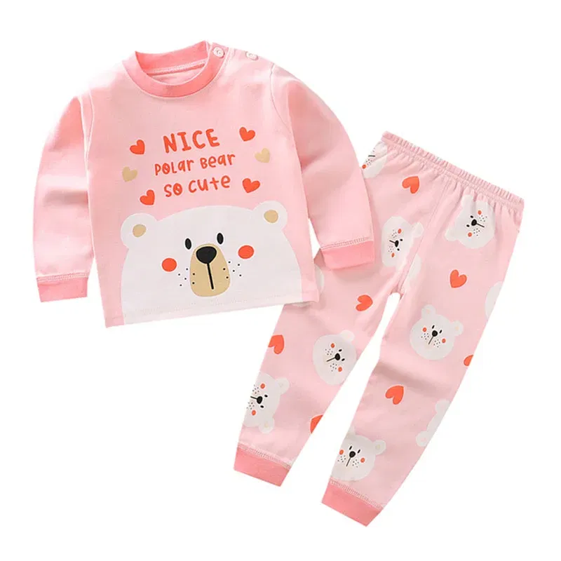 Color: Ivory, Kid Size: 2T - Children Kids Clothes Sets Boys Girls Suit Pajamas Clothinng Pants Cartoon Autumn Winter Sleepwear Outfits