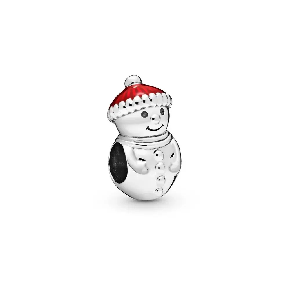 Gem Color: Red - Pure Silver 925 Christmas Charm Fit DIY Pandora Bracelet Christmas Gift