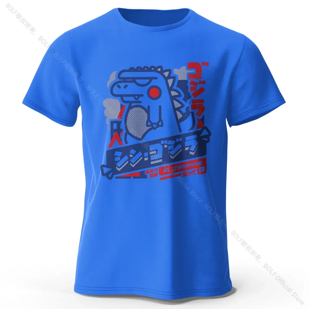 Color: Blue, Size: M - Harajuku Kawaii Animal Printed 100% Cotton T-Shirt, Lightweight Round Neck Short Sleeve Tee, Unisex Casual Wear