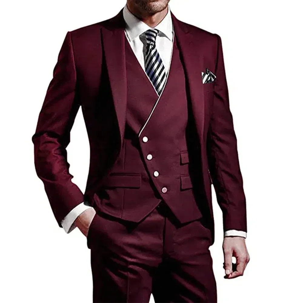 Color: black, Size: XL, Ships From: CHINA - White Men Wedding Suits Groom Wear Peak Lapel Wedding Groom Tuxedos Business Party Suit 3 Pieces (Jacket+Vest+Pant?‰Costume Homme