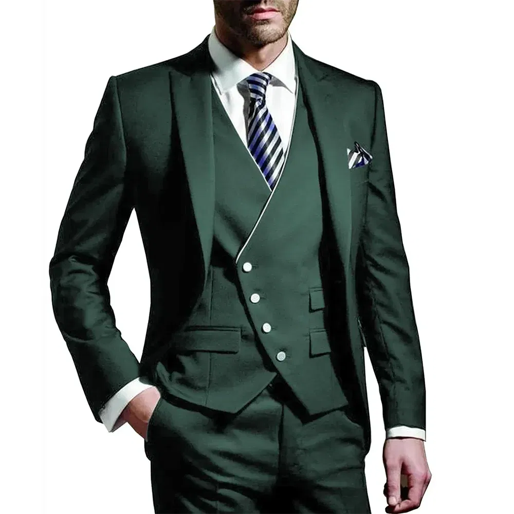Color: black, Size: XL, Ships From: CHINA - White Men Wedding Suits Groom Wear Peak Lapel Wedding Groom Tuxedos Business Party Suit 3 Pieces (Jacket+Vest+Pant?‰Costume Homme