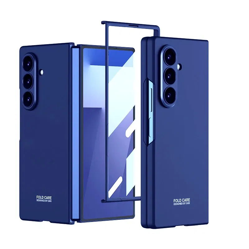 Color: SKY BLUE, Compatibility by Model: Galaxy Z Fold7 - Shockproof Armor Plastic Phone Case for Samsung Galaxy Z Fold 7 Outer Screen Glass Protective Matte Cover for Galaxy Z Fold 7