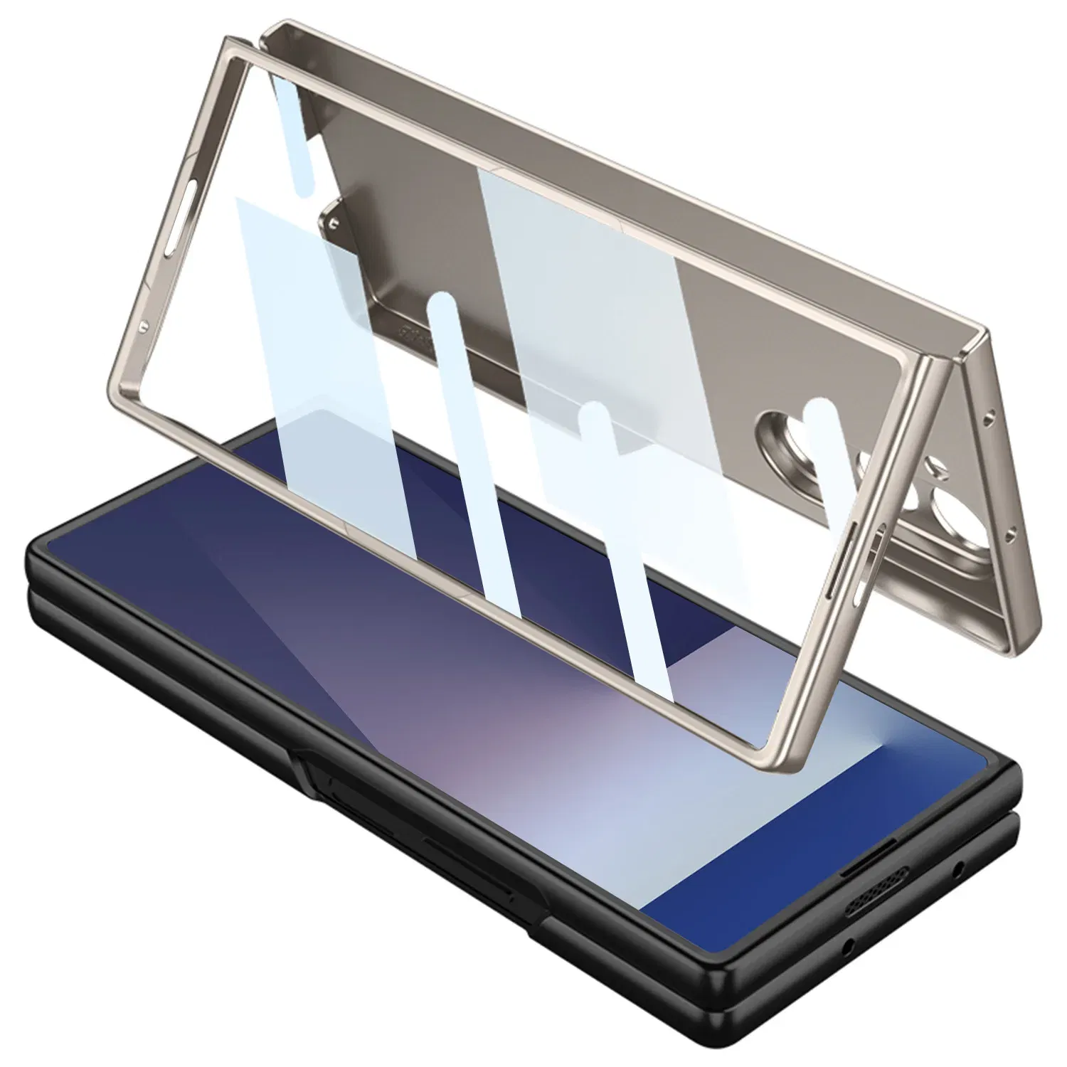 Color: SKY BLUE, Compatibility by Model: Galaxy Z Fold7 - Shockproof Armor Plastic Phone Case for Samsung Galaxy Z Fold 7 Outer Screen Glass Protective Matte Cover for Galaxy Z Fold 7