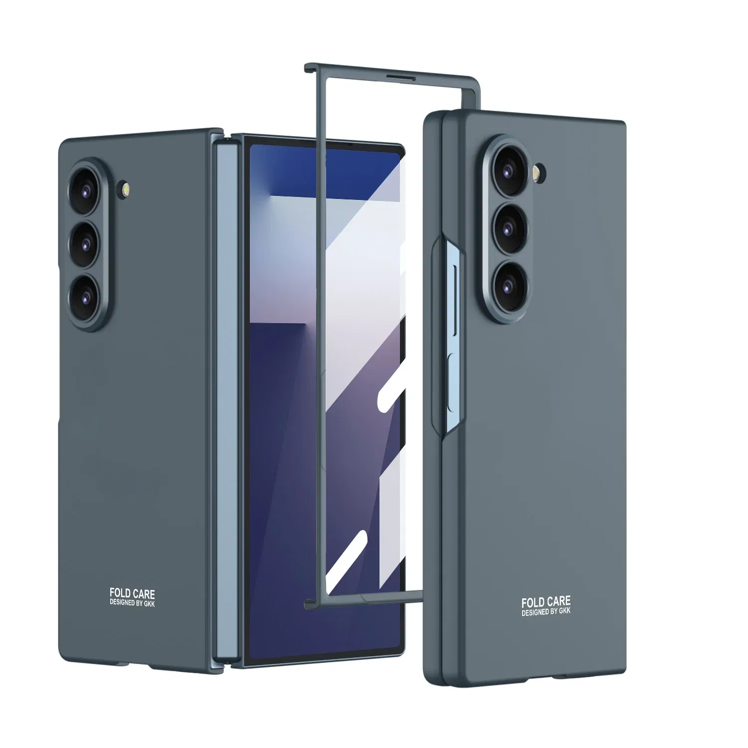 Color: SKY BLUE, Compatibility by Model: Galaxy Z Fold7 - Shockproof Armor Plastic Phone Case for Samsung Galaxy Z Fold 7 Outer Screen Glass Protective Matte Cover for Galaxy Z Fold 7