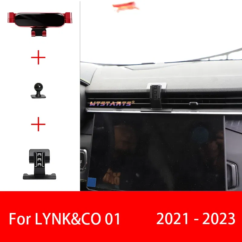 Color Name: Gold - For Lynk&Co 01 2021-2023 Adjustable Car Phone Holder Mobile Mount Gravity GPS Navigation Bracket Car Accessories