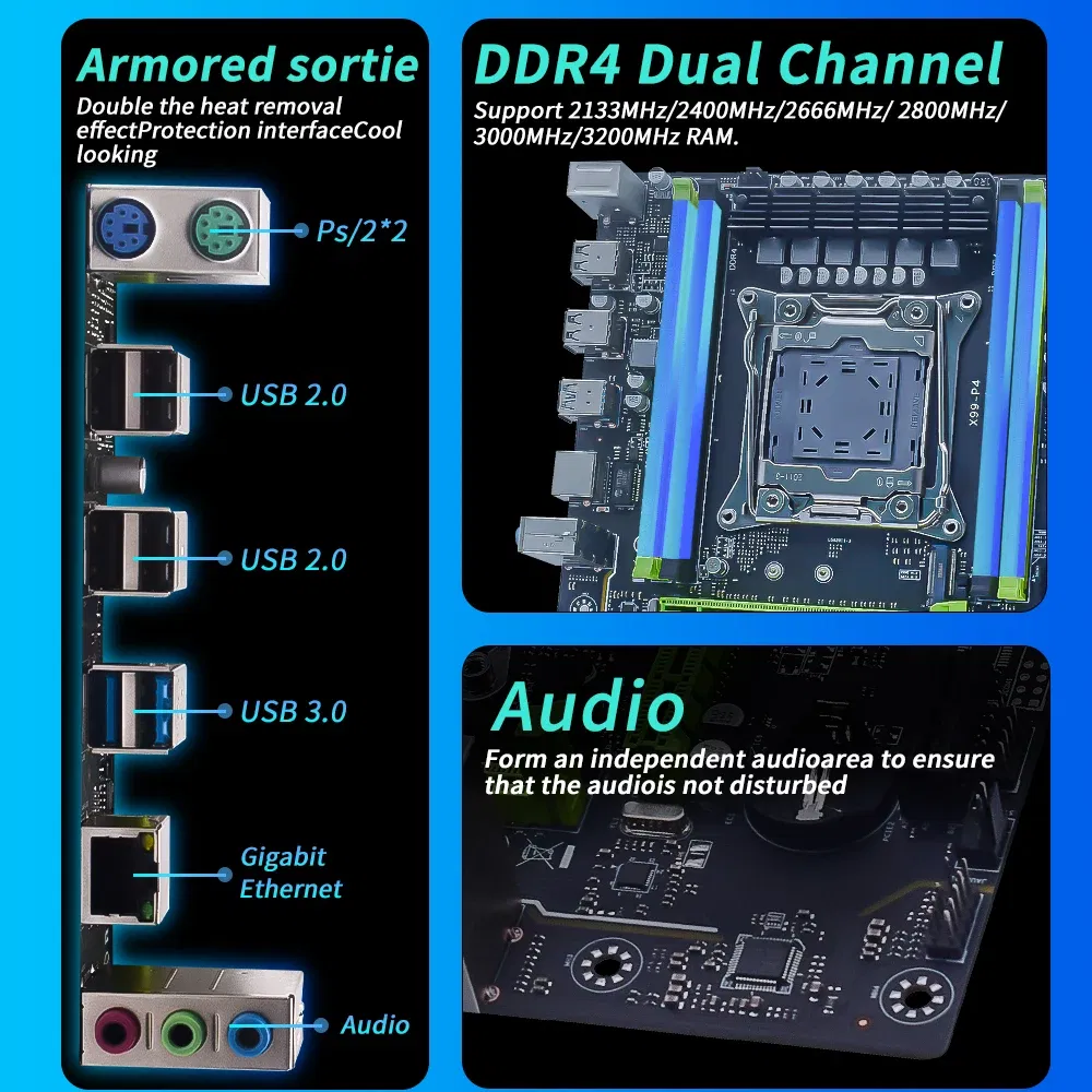 Bundle: Motherboards - MUCAI X99 P4 Motherboard LGA 2011-3 Kit Set With DDR4 16GB(2*8GB) 2666MHz RAM Memory And Intel Xeon E5 2680 V3 CPU Processor