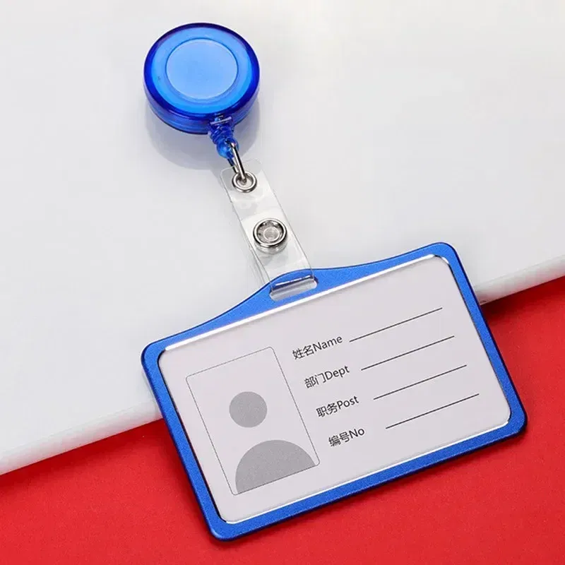 Color: Denmark Oak - Aluminum Alloy Card Cover Case Women Men Work Name Bank ID Card Holders Business Badge Case Credit Card Badge Case Bag Pouch