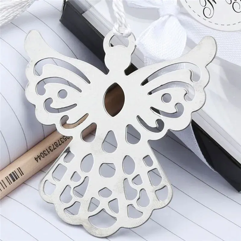 Hot Stainless Steel Silver Guardian Angel Bookmark Tassel Page Marker Ribbon Box Metal  Bookmark Stationery School Office