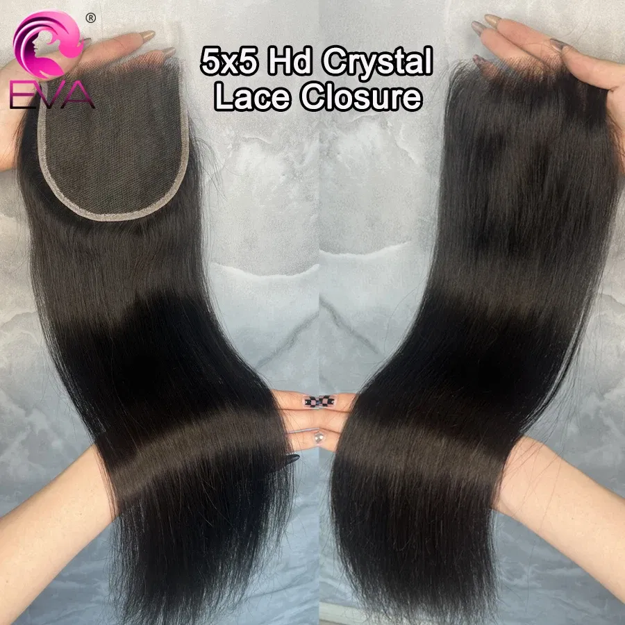 Color: Pink, Material Grade: Remy Hair, Stretched Length: 16inches - Eva 5x5 Hd Lace Closure Straight 13x4 Lace Frontal Closure Hand Tied Human Hair Closures Free Part Hd Lace Closure Pre Plucked