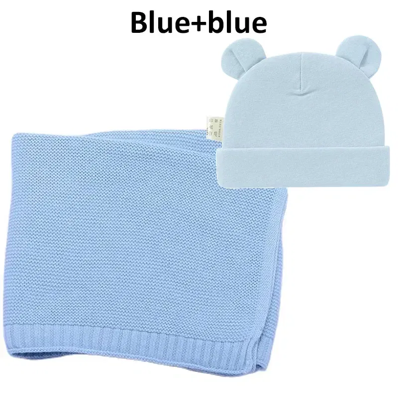 Color: black, Size: Option 2, Ships From: CN - Personalized Baby Name Newborn Cotton Beanie and Knitted Blanket Set Embroidered Name Covering and Cute Hat Gift Set