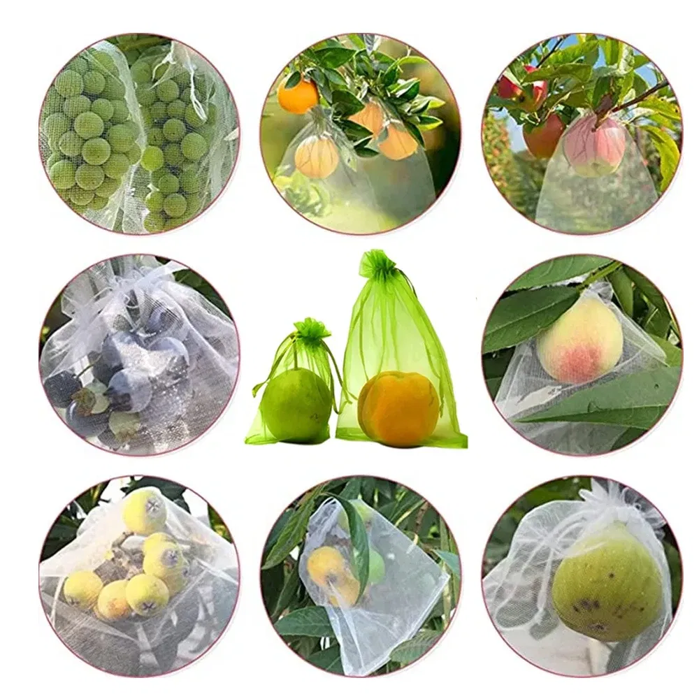 Color: Dark Khaki, Size: L - 20-200PCS Vegetable Grapes Fruit Grow Bags Fruit Protection Bags Garden Anti-Bird Netting Mesh Bag Strawberry Bags Garden Tools