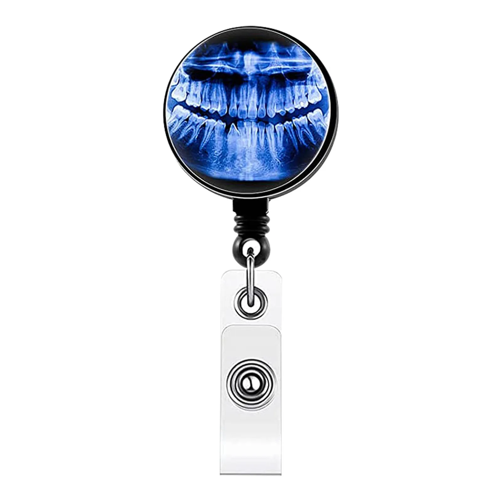 Color: black - X-Ray Badge Reel Retractable Radiology Badge Reel Holder Ct Rays Nurse Doctor Student Card Reel Clip Office Supply Recoil Badge