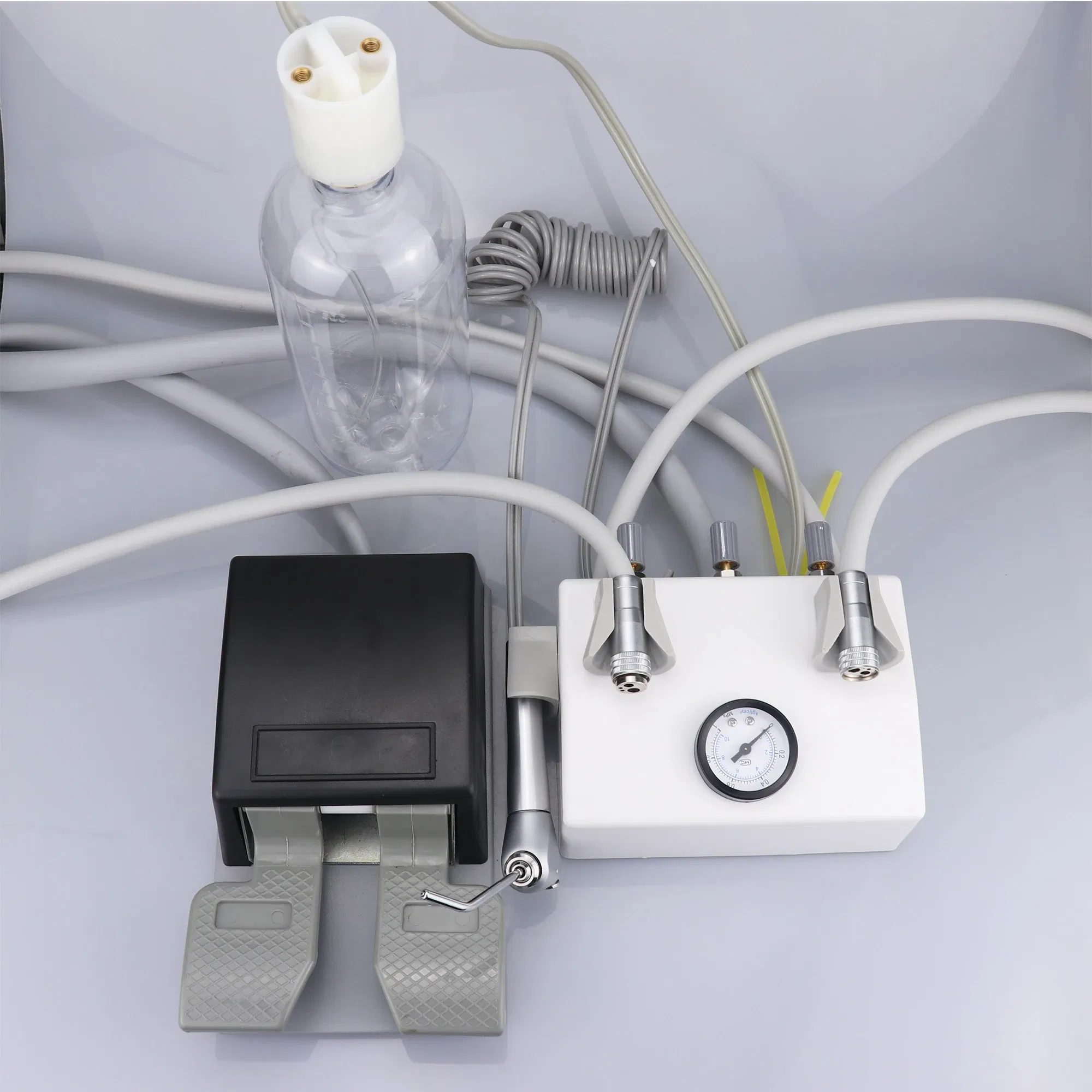 Color: Dark purple - Dental Portable Turbine Unit Work with Air Compressor 3 Way Syringe 2/4 Holes Teeth Whitening Dental Equipment