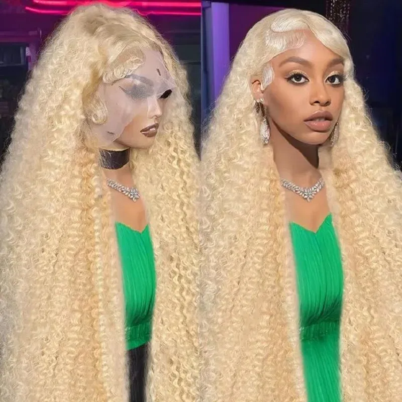 Color: #1, Ships From: CHINA, Stretched Length: 34inches, Density: 150% - 613 Blonde Curly glueless 13x6 Transparent Hd lace front wig Deep Wave human hair 36 inch Brazilian wig pre plucked for women