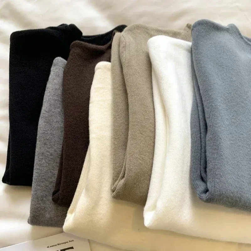 Color: Dark Grey, Size: One Size - 2025 Women Turtleneck Knitted Pullovers Solid Sweater Harajuku Korean Soft Warm Knitwear Autumn Winter Fashion Slim Jumpers Tops