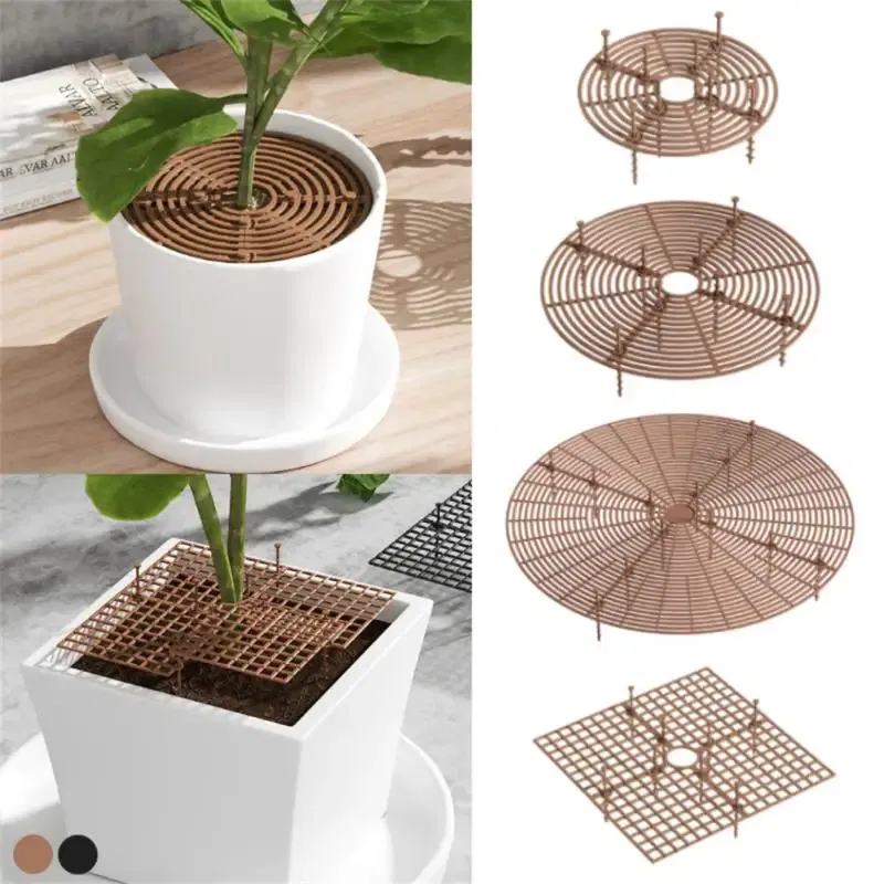 Color: Orange, Ships From: CHINA - Plant Pot Soil Guard With Nails Plant Pot Grid Flower Pot Cover Baby Safety Mouse Plant Protector Repel Cats Garden Household