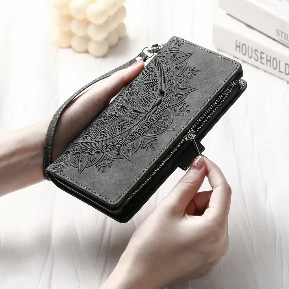 Color: GRAY, Bundle: Case & Strap, Compatibility by Model: Xiaomi 15T - For Xiaomi 15T Pro 5G 2025 Leather Wallet Case 8-Card Crossbody Bag Funda Xiaomi 15T Pro Case Mi 15T 15 T T15 15TPro Phone Cover