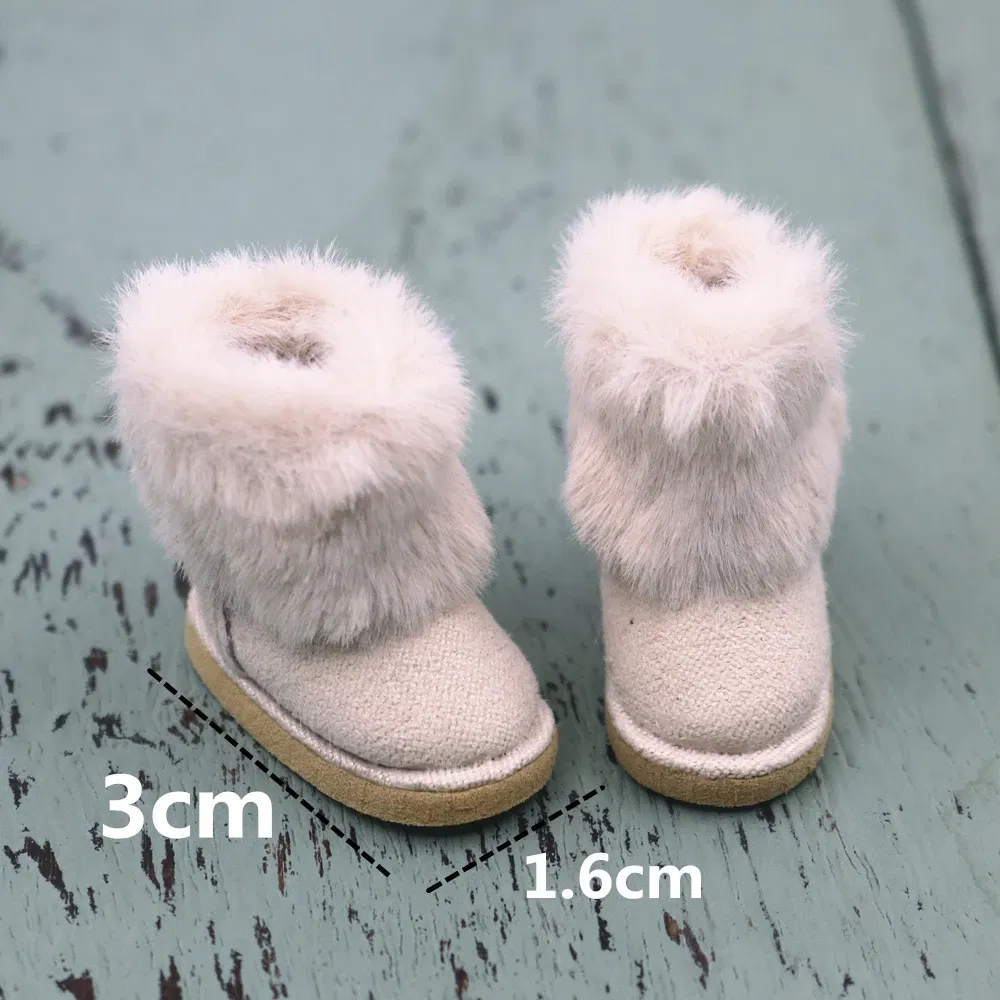 Color: WHITE - Shoes For Blyth Doll Warm Snow Boot With Fur Suitable For Rubber and Joint body