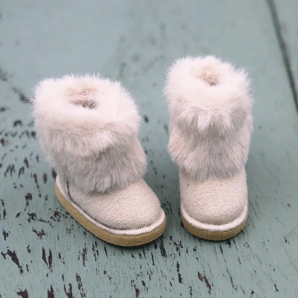 Color: WHITE - Shoes For Blyth Doll Warm Snow Boot With Fur Suitable For Rubber and Joint body