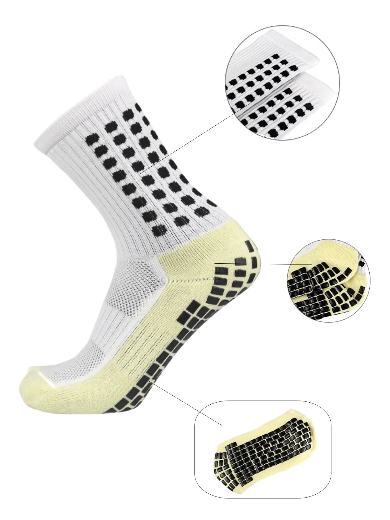 Color: Ivory - 4 pairs of men's soccer socks non-slip grip pad football basketball socks