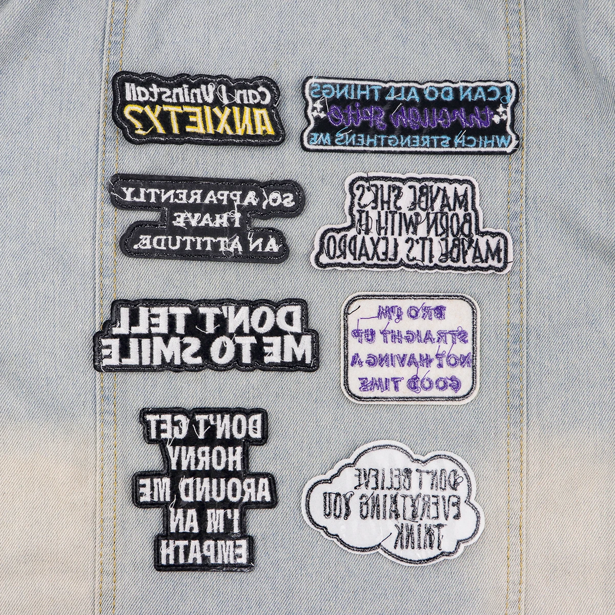 Color: Antique Copper - Letters Embroidery Patch Funny Quotes Iron On Patches For Clothing Thermoadhesive Patches On Clothes DIY Sew Badges