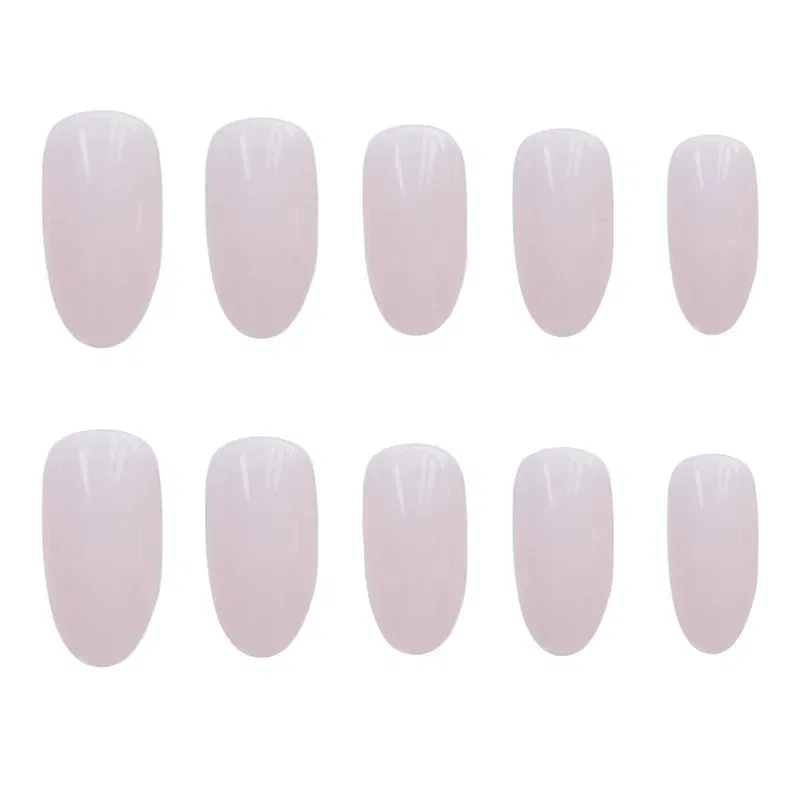 Color: Yellow Green - 24Pcs/Set Long Round Head Bright Solid Color Press On Acrylic Nail Art Fake Nails Finished Wearing Manicure Reusable False Nails