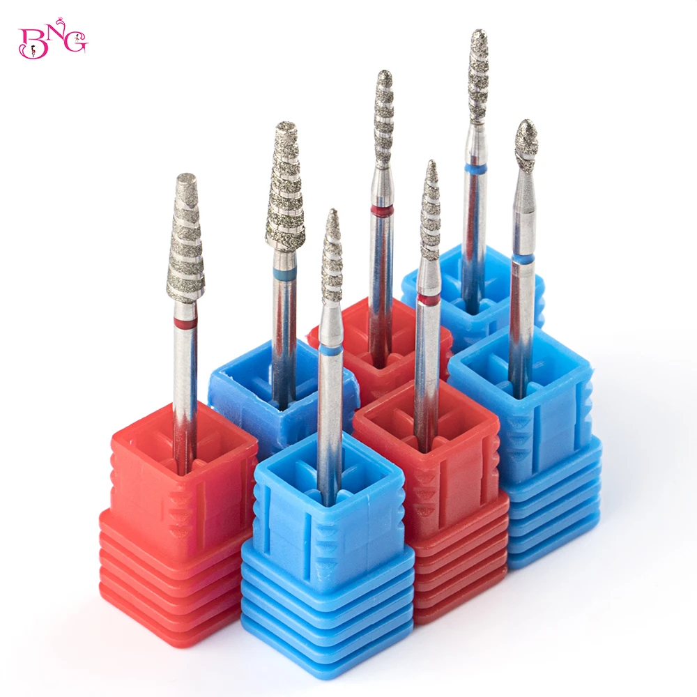 Color: light yellow - 5Pcs/lot Diamond Nail Bits Tornado Flame Cuticle Drill Bit Pro Russian Electric File Bits for Nail Manicure and Pedicure 3/32''