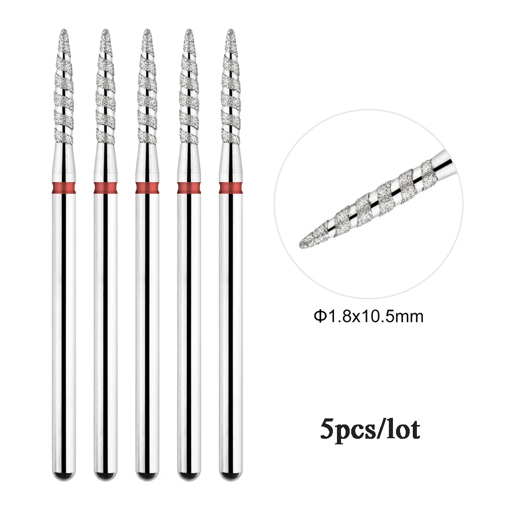 Color: light yellow - 5Pcs/lot Diamond Nail Bits Tornado Flame Cuticle Drill Bit Pro Russian Electric File Bits for Nail Manicure and Pedicure 3/32''