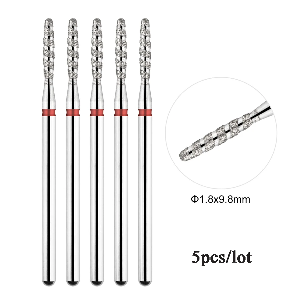 Color: light yellow - 5Pcs/lot Diamond Nail Bits Tornado Flame Cuticle Drill Bit Pro Russian Electric File Bits for Nail Manicure and Pedicure 3/32''