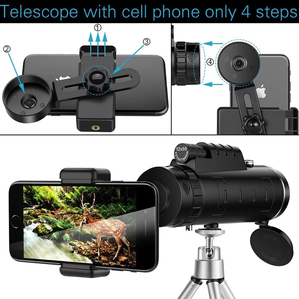 Color: Black - Universal 40X60 Optical Glass Zoom Telescope Telephoto Mobile Phone Lens For iPhone 8 11 Huawei Samsung All Smartphones Lenses