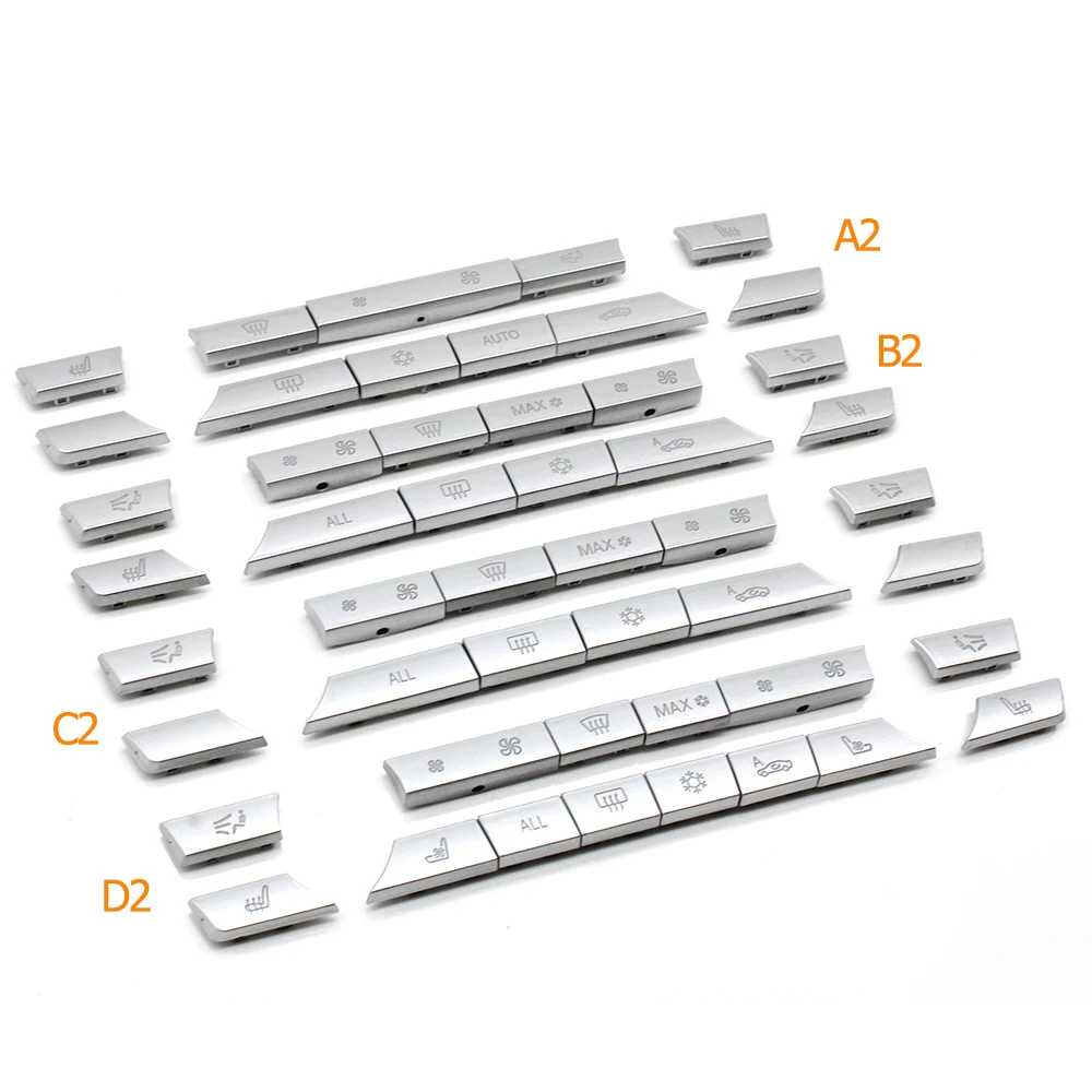 Color Name: Red - Silver Dashboard Air Conditioner Ac Buttons Cover Caps Repair Kit For BMW 5 6 7 Series X5 X6 F10 F11 F06 F12 F01 F02 F15 F16
