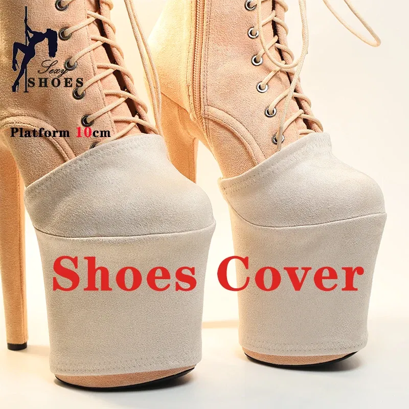 Color: Silver, Size: XL - Suede Shoes Cover Steel Pole Dance Training Specific Protective Cover 10CM Platform Anti Slip Wear-resistant Boots Protective