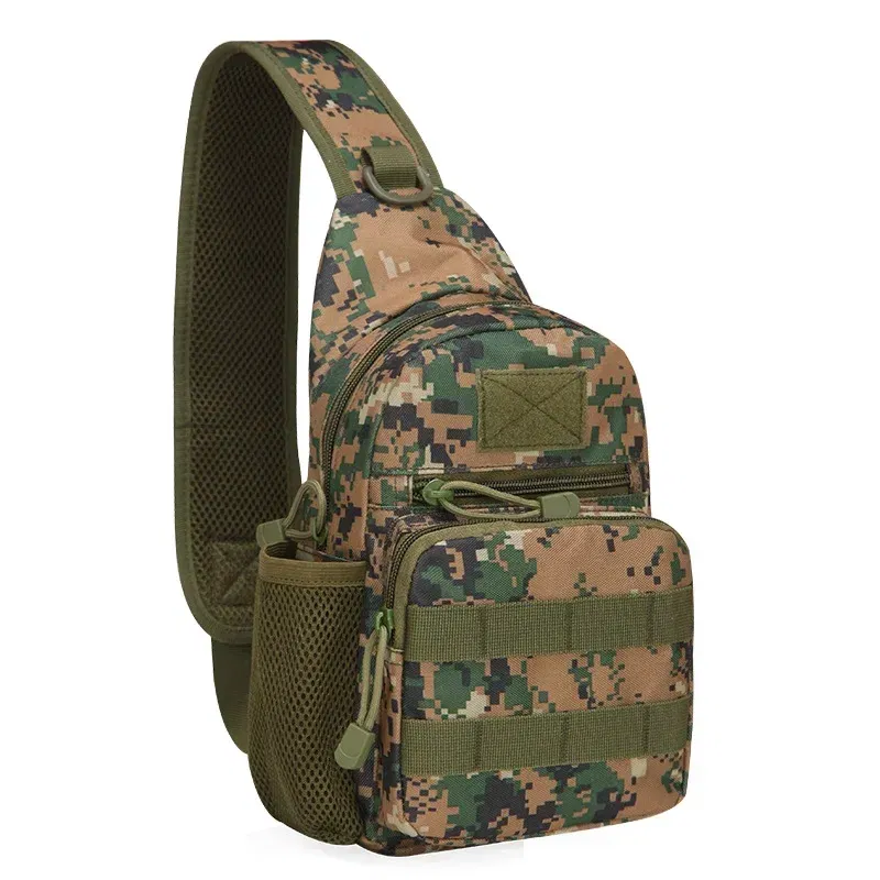 Color: black - Outdoor tactical Camouflage kettle chest bag Men's hiking backpack Nylon hunting fishing camo hiking shoulder bag